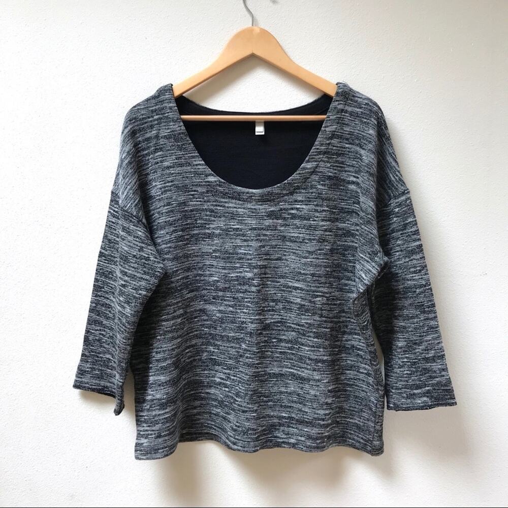 J. Crew Gray Scoop Neck Sweater 3/4 Sleeve Wool Blend Women's Large Style 11630